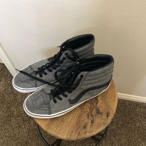 Black and Gray old school high top black vans!